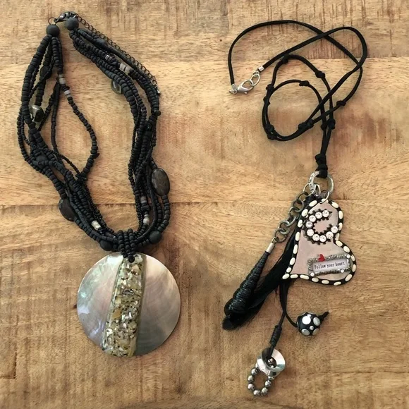 Two black necklaces - a Chico’s shell necklace plus another “just for fun” one! - Picture 2 of 13